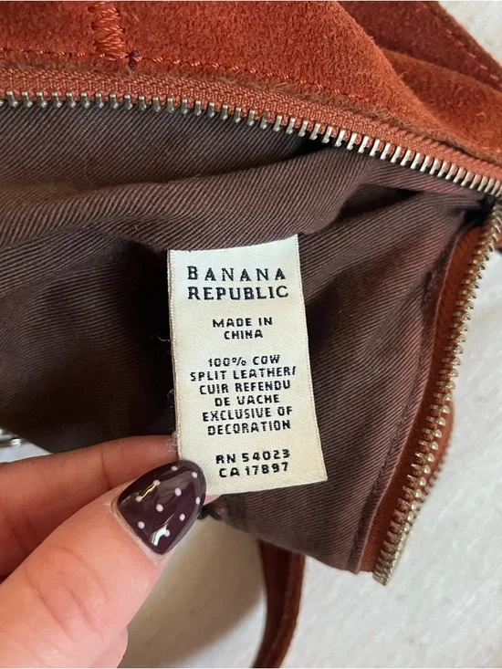 Vintage 90s Banana Republic Suede Brown Burnt Orange Hobo Shoulder Bag - Picture 5 of 5